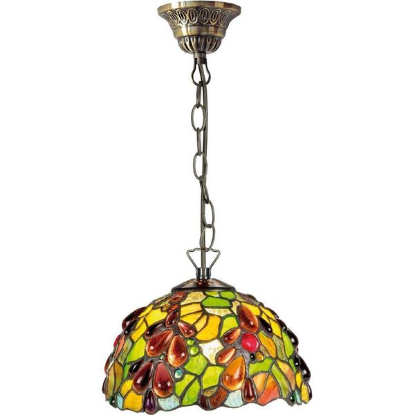 Casa Padrino Lampada A Sospensione Tiffany Multicolore Ø 20 X H. 78 Cm - Lampada A Sospensione Realizzata A Mano In 204 Parti-image