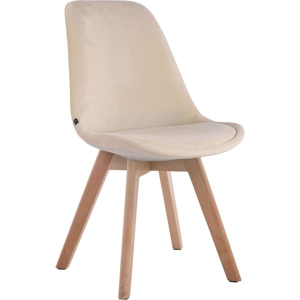 Clp Borneo V2 Sedia Visitatore In Velluto Con Imbottitura, Crema Naturale-image