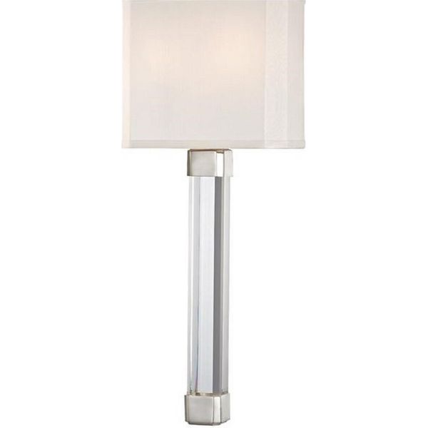 Casa Padrino Lampada Da Parete Argento / Bianco 22,9 X 10,2 X H. 54,6 Cm - Lampada Da Parete Moderna Con Vetro Di Cristallo E Paralume In Seta-image