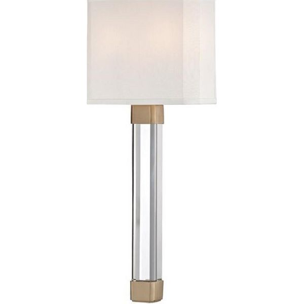 Casa Padrino Lampada Da Parete Colore Ottone Antico / Bianco 22,9 X 10,2 X H. 54,6 Cm - Lampada Da Parete Moderna Con Paralume In Cristallo E Seta-image