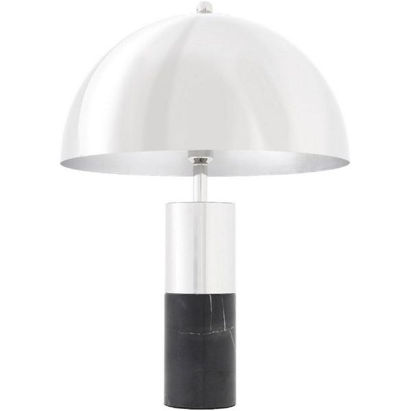 Casa Padrino Lampada Da Tavolo Argento / Nero Ø 50 X H. 70 Cm - Lampada Da Tavolo Con Paralume Rotondo In Metallo-image