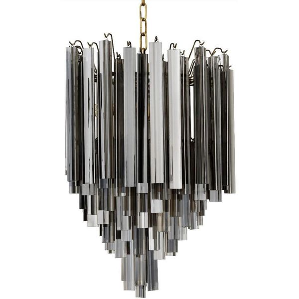 Casa Padrino Lampadario Art DéCo Grigio / Ottone Ø 42 X H. 61,5 Cm - Lampadario Per Hotel E Ristoranti-image