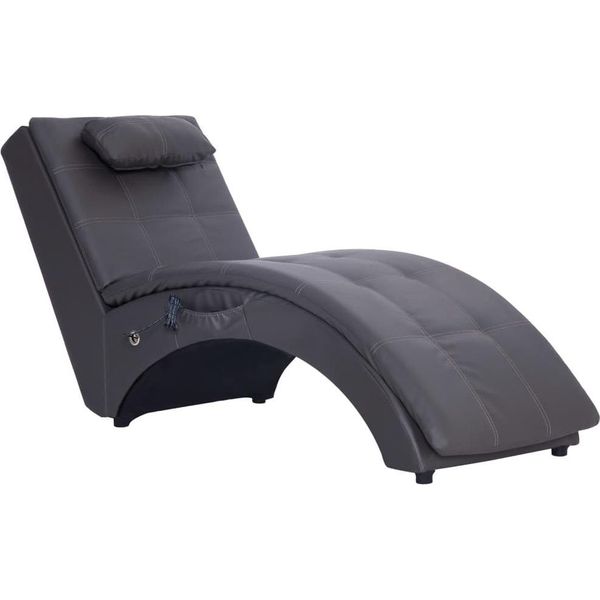 Chaise Longue Da Massaggio Con Cuscino In Ecopelle Grigia-image