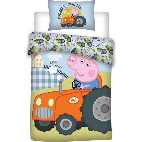 Peppa Pig Wutz - Set Di Lenzuola Per Neonati Con George Tractor, 100X135 E 40X60-image