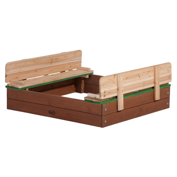 Axi Ella Sabbiera In Legno Con Panche E Coperchio | Sabbiera / Sandbox Per Bambini In Marrone E Verde | 100 X 95 X 20 Cm-image