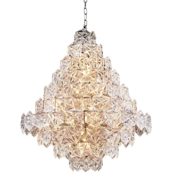 Casa Padrino Lampadario Argento / Vetro Trasparente Ø 80 X H. 95 Cm - Lampadario Per Hotel E Ristoranti - Qualità Lusso-image