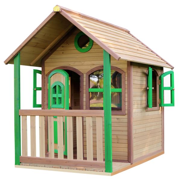Axi Alex Casa Bambini In Legno | Casetta Da Gioco Per Giardino / Esterno In Marrone & Verde | Casetta Da Giardino Con Portico Per Bambini-image