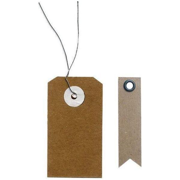Etichette Kraft Con Filo - 5,5 X 3 Cm + 20 Etichette Kraft Con Gagliardetto-image