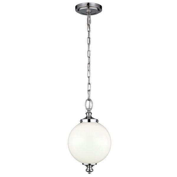Lampada A Sospensione A Sfera Piccola In Nichel Lucido Bianco Parkman Feiss-image