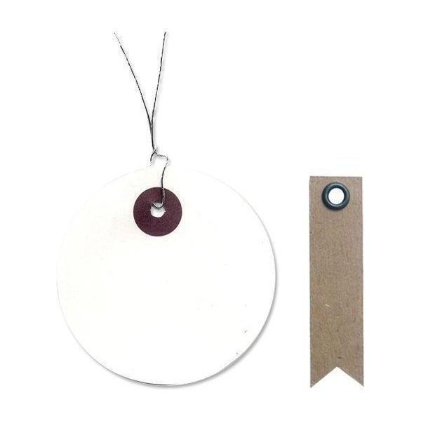 Etichette Bianche Con Filo - Rotonde Ø 5 Cm + 20 Etichette Kraft A Gagliardetto-image