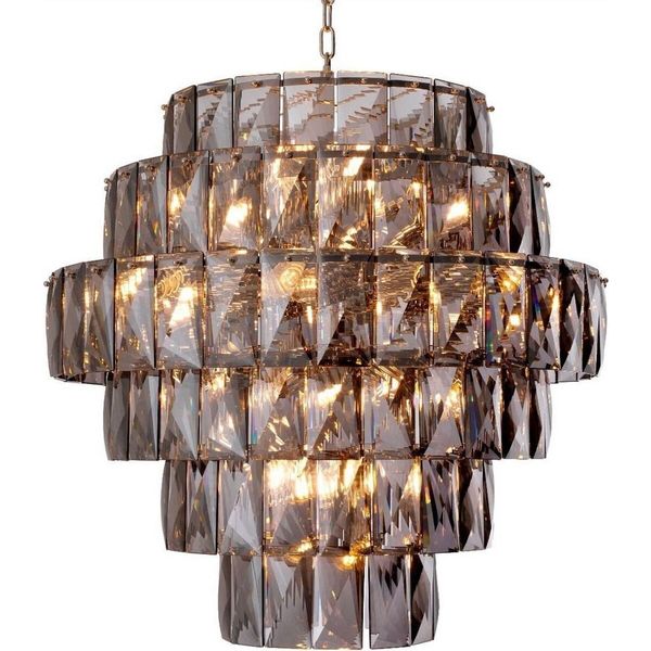 Casa Padrino Lampadario Grigio / Argento Ø 80 X H. 80 Cm - Moderno Lampadario Rotondo In Vetro Di Cristallo - Qualità Lussuosa-image