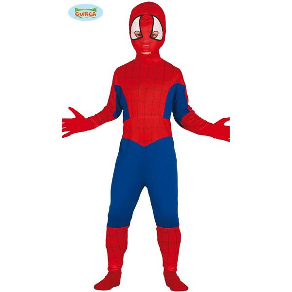 Supereroe Avventura Figura Bambini Tuta Mascherata Carnevale Costume Rosso Blu, Taglia: 98/104 Colore: Rosso-image