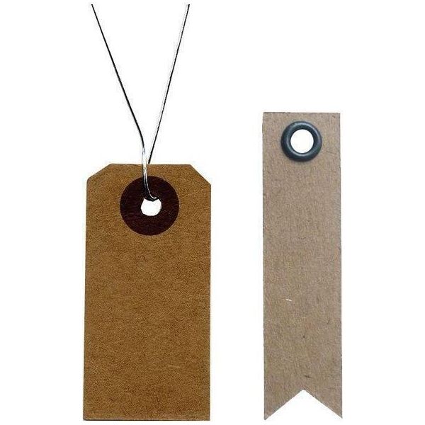 Etichette Kraft Con Filo - 4 X 2 Cm + 20 Etichette Kraft A Gagliardetto-image
