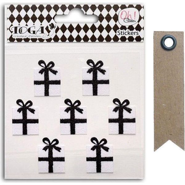 Regali Adesivi - Bianco E Nero + 20 Etichette Kraft A Gagliardetto-image