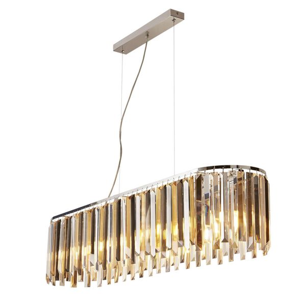 Lampada A Sospensione, Cristalli, Vetro, Cromo, H 150 Cm, Clarissa-image