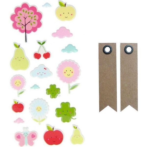 Adesivi Gonfiati - Frutti Deliziosi + 20 Etichette Kraft A Gagliardetto-image