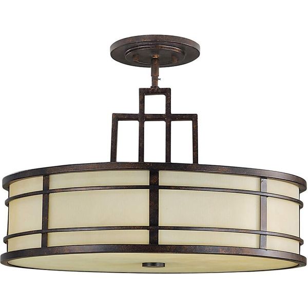 Lampada A Sospensione Industriale In Stile Greco Bronzo Fusion Feiss-image