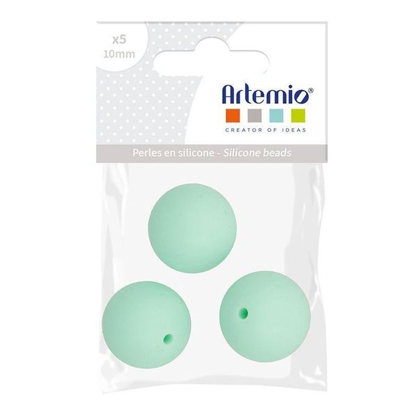 Perle Di Silicone Rotonde X 3 - 15 Mm - Verde Acqua-image