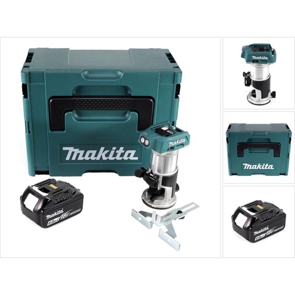 Makita Drt 50 G1J Fresa Multifunzione A Batteria Senza Spazzole 18V + 1X Batteria Ricaricabile 6,0 Ah In Makpac 3 - Senza Caricabatterie-image