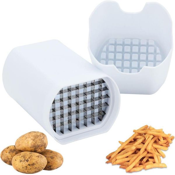 Excellent Houseware Affettapatate, Plastica/Acciaio Inox, 10X7,7X13 Cm, Bianco-image