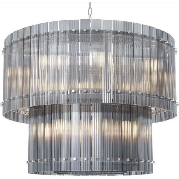 Casa Padrino Lampadario Grigio/Argento Ø 93 X H. 70 Cm - Lampadario Rotondo Per Hotel E Ristoranti - Qualità Eccellente-image