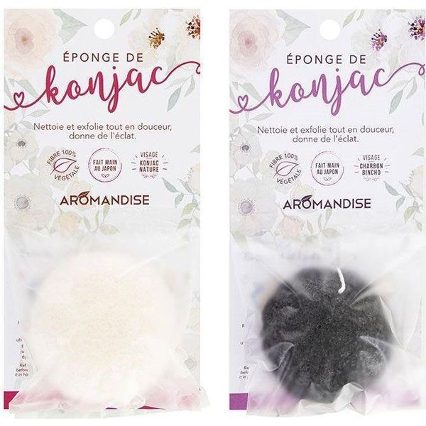 Duo Di Spugne Konjac Nature E Konjac Carbone Bincho-image