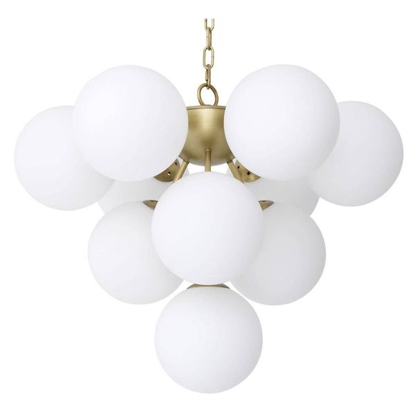 Casa Padrino Lampadario In Ottone Antico Colorato/Bianco Ø 63 X H. 73 Cm - Lampadario Da Salotto Moderno Con Paralumi In Vetro Rotondi - Luxury Collection-image
