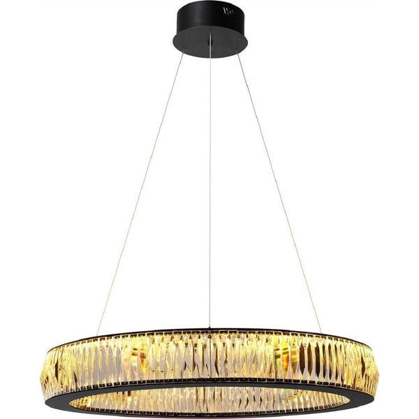 Casa Padrino Lampadario A Led Nero Ø 91 X H. 13 Cm - Moderno Lampadario Rotondo In Vetro Cristallo - Qualità Lussuosa-image