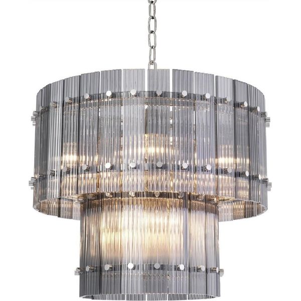 Casa Padrino Lampadario Grigio/Argento Ø 57 X H. 47 Cm - Lampadario Rotondo Per Hotel E Ristoranti - Qualità Eccellente-image