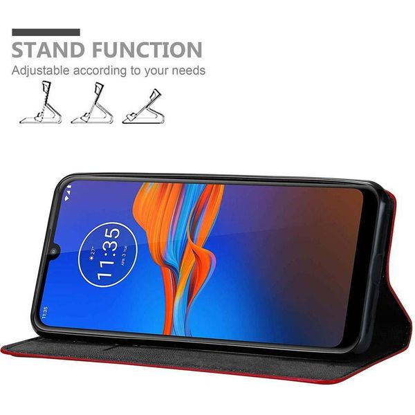 Cadorabo Custodia Per Motorola Moto E6 Plus Custodia Protettiva In Rosso Custodia Per Cellulare Cover Chiusura Magnetica-image