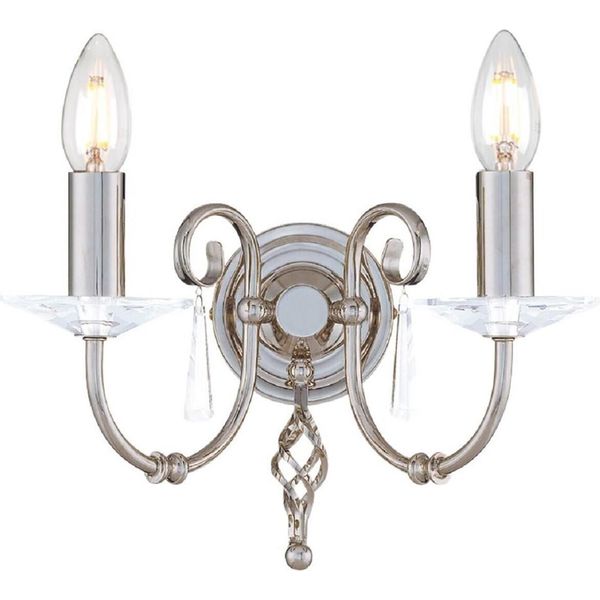 Casa Padrino Lampada Da Parete Doppia Barocca Argento 32 X 17,5 X H. 22 Cm - Elegante Lampada Da Parete Per Il Soggiorno - Applique In Stile Barocco-image