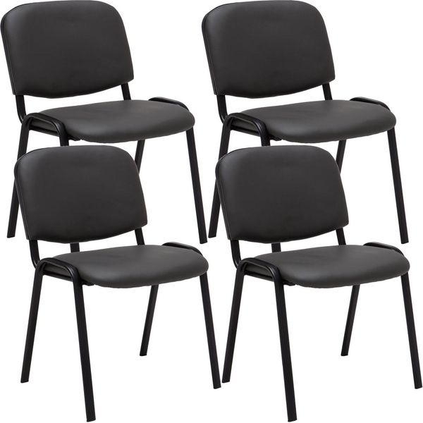 Clp Set Di 4 Sedie Per Visitatori Ken In Pelle Finta Impilabili E Dal Design Moderno, Marrone-image