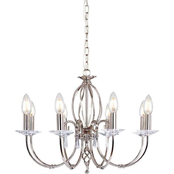 Casa Padrino Lampadario Barocco Argento Ø 65 X H. 46 Cm - Elegante Lampadario Da Salotto - Lampadario In Stile Barocco-image