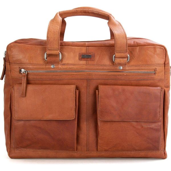 Spikes & Sparrow Pelle Borsa Da Ufficio Borsa A Tracolla Con Scomparto Per Laptop Bronco Business Bag Brandy Marrone-image