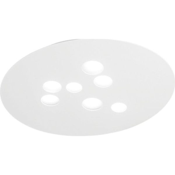 Plafoniera Luna In Metallo Bianco 72,5X60Cm, 7 Luci GX53 Max 7X8W, IP20, Design Moderno Rotondo, Lampadine Escluse-image