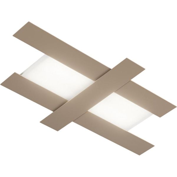 Applique Led Design Moderno 50W Tortora - Struttura Geometrica In Acciaio, Luce Calda 3000K, 2620Lm, Larghezza 104 Cm, IP20-image