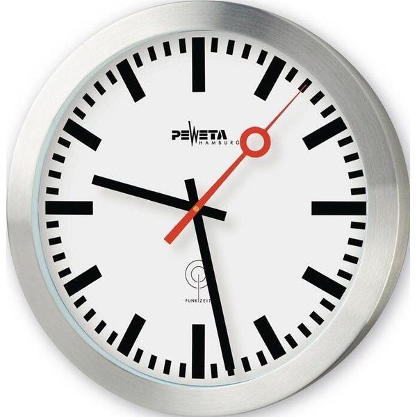 Peweta 51.150.325 Peweta Funkwanduhr Bahnhof Silber 30,0 Cm Aluminium-image