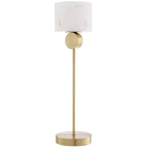 Casa Padrino Lampada Da Tavolo In Ottone / Alabastro Ø 20 X H. 76 Cm - Lampada Da Tavolo Moderna Con Paralume Rotondo In Alabastro - Illuminazione-image