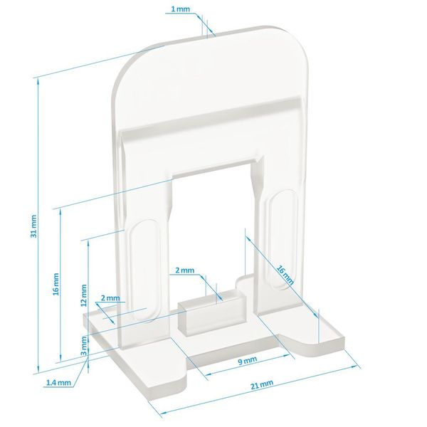 Sistema Di Livellamento Delle Piastrelle Aiuto Alla Posa Sistema Di Piani Per Piastrelle, Set 2, 500 Clip, 200 Cunei, Pinze, 2 Mm-image