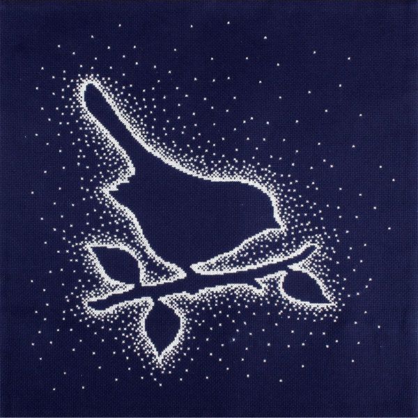Cuscino A Punto Croce Rto "Neve D'argento. Uccello"" CU014, Schema Contato, 40X40 Cm"-image