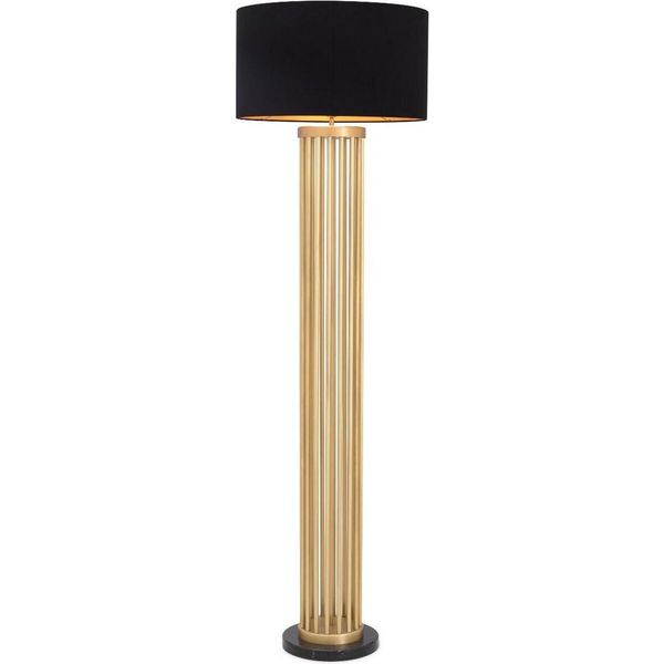 Casa Padrino Lampada Da Terra In Metallo Con Base In Marmo Color Ottone Antico / Nero Ø 55 X H. 188 Cm - Qualità-image