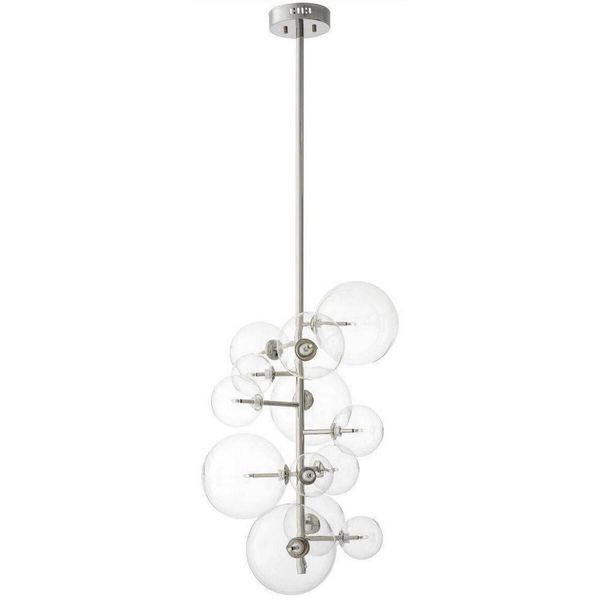 Casa Padrino Lampadario Alogeno Argento 26 X 26 X H. 71 Cm - Lampadario Moderno Con Paralumi Rotondi In Vetro - Luxury Collection-image