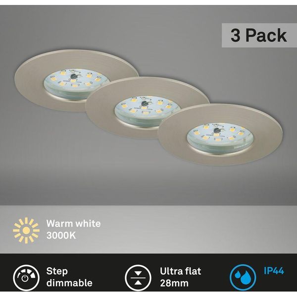 Lampade Da Incasso A Led Orientabili, Set Da 3, 6,5 W, Plastica Argentata Briloner-image