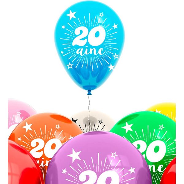 Set Di Palloncini Per Il 20° Compleanno, 8 Pezzi Colorati - Taglia Unica-image