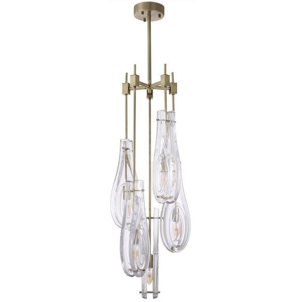 Casa Padrino Lampadario Color Ottone Ø 37 X H. 95,5 Cm - Moderno Lampadario In Metallo Con Paralumi In Vetro - Qualità Lussuosa-image