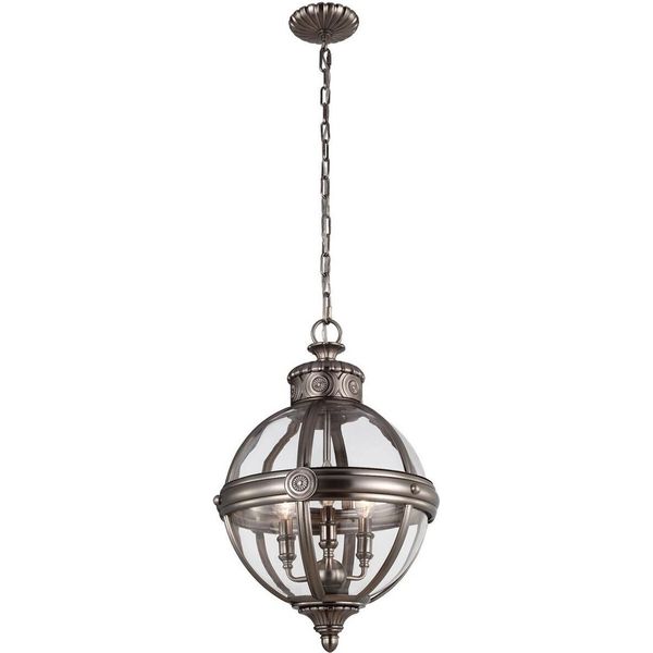 Casa Padrino Lampadario In Argento Antico Ø 37,1 X H. 54,9 Cm - Lampadario Rotondo In Stile Vittoriano - Lampadario Per Hotel E Ristoranti-image
