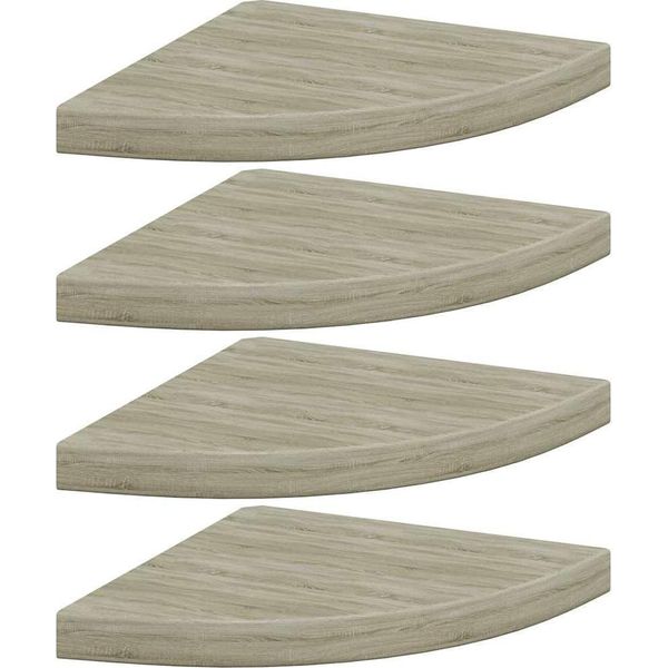Vidaxl Mensole Galleggianti Ad Angolo 4 Pz. Aspetto Rovere 35X35X3,8 Cm Mdf-image