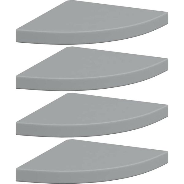 Vidaxl Mensole Galleggianti Ad Angolo 4 Pz. Mdf Grigio 35X35X3,8 Cm-image