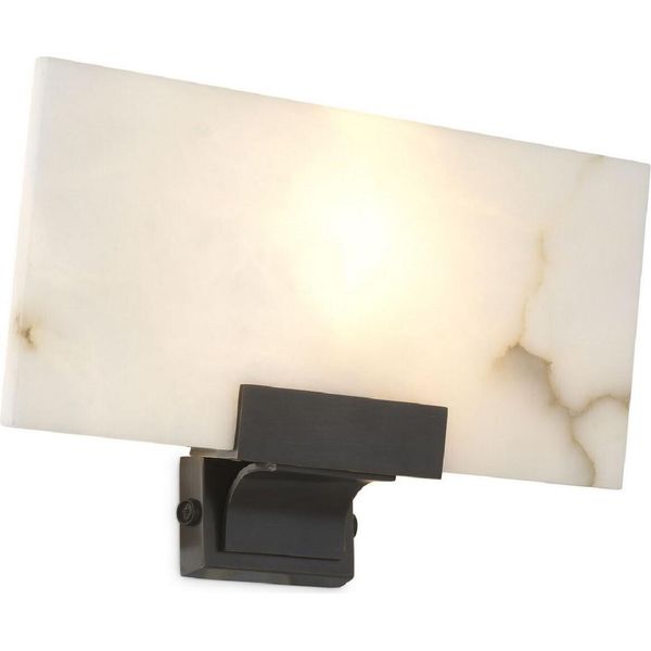 Casa Padrino Lampada Da Parete In Alabastro / Bronzo 30 X 8 X H. 19 Cm - Elegante Lampada Da Parete Con Paralume In Alabastro - Collezione Luxury-image