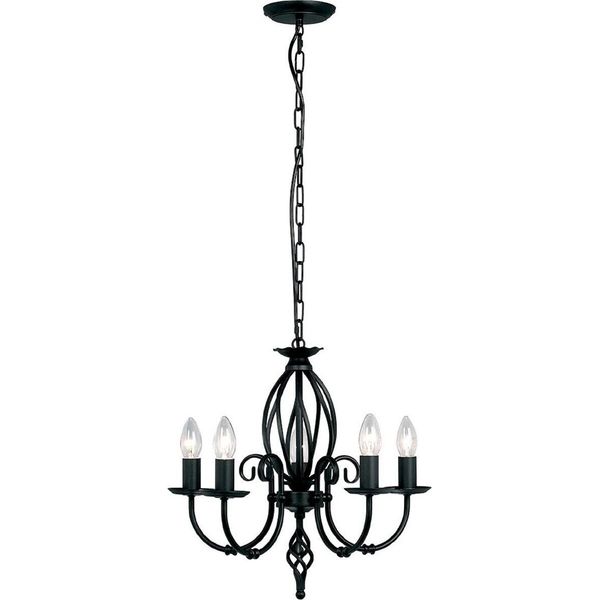 Casa Padrino Lampadario Barocco Nero Ø 47 X H. 45 Cm - Elegante Lampadario Da Salotto - Lampadario In Stile Barocco-image